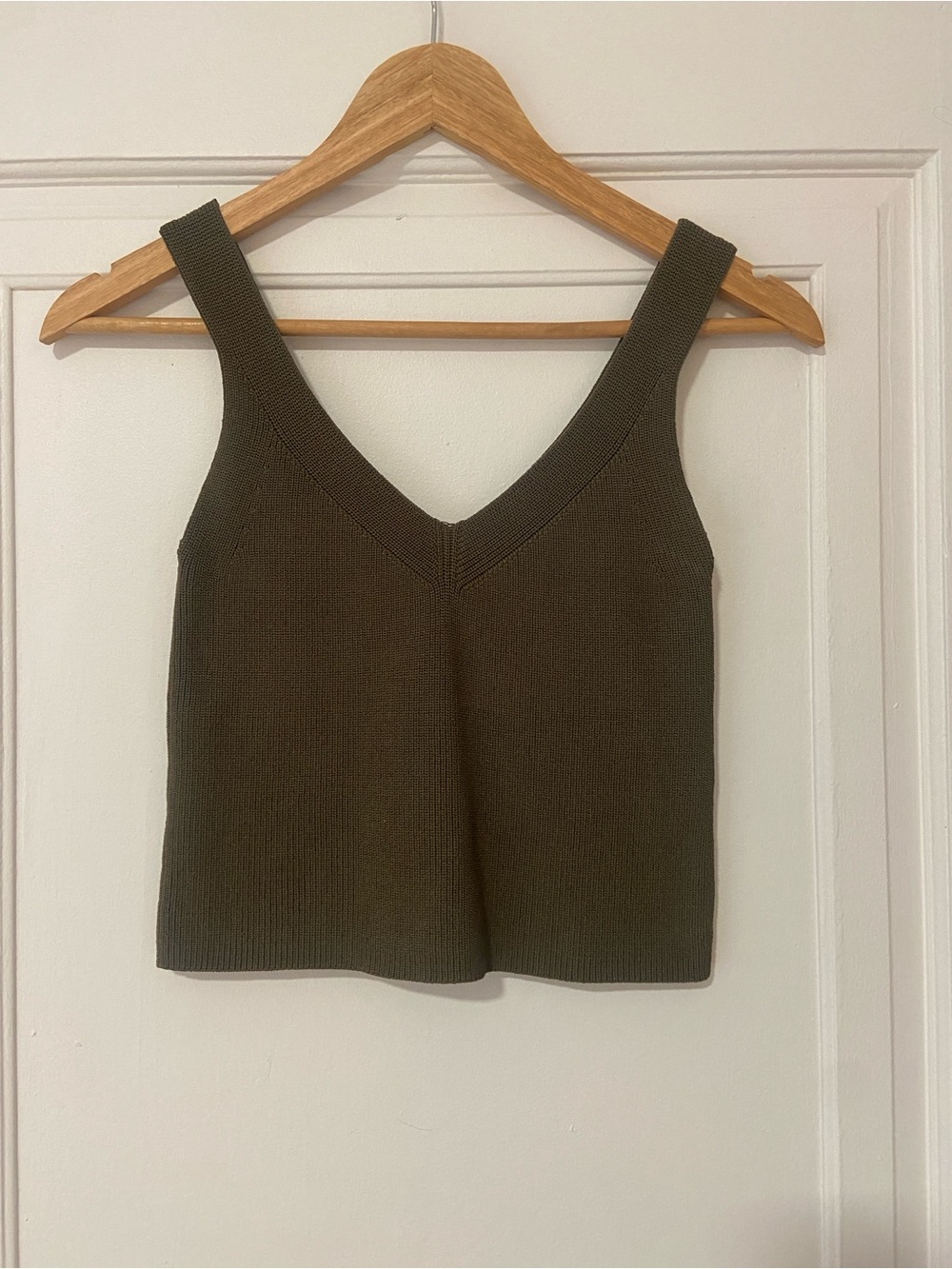 Frank & Oak Olive Ribbed V-Neck Tank